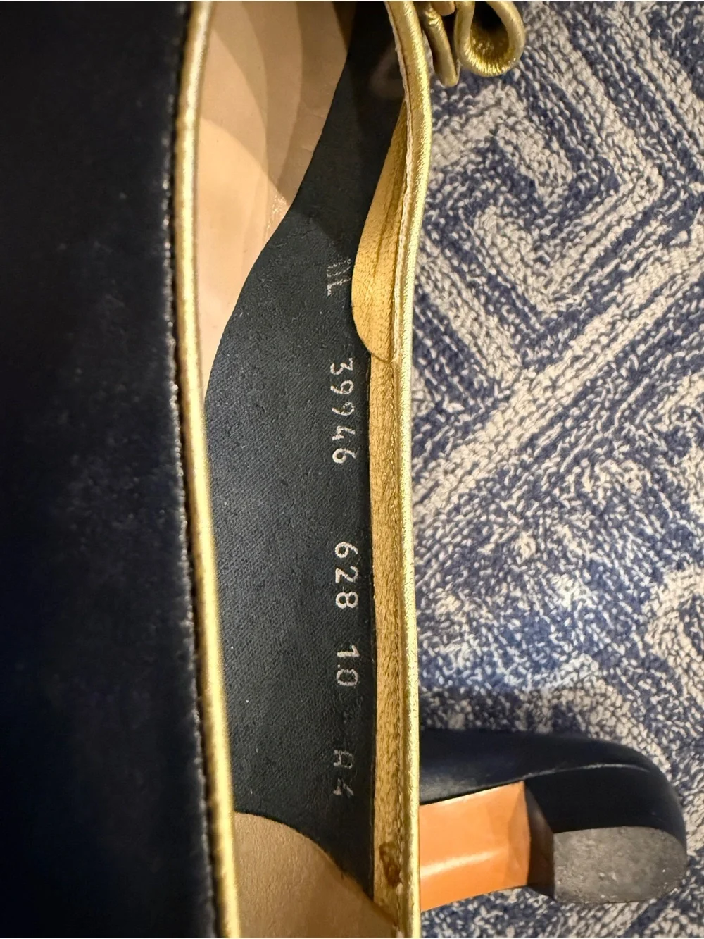 Salvatore Ferragamo Black Leather Vara Bow Flats with Gold Trim